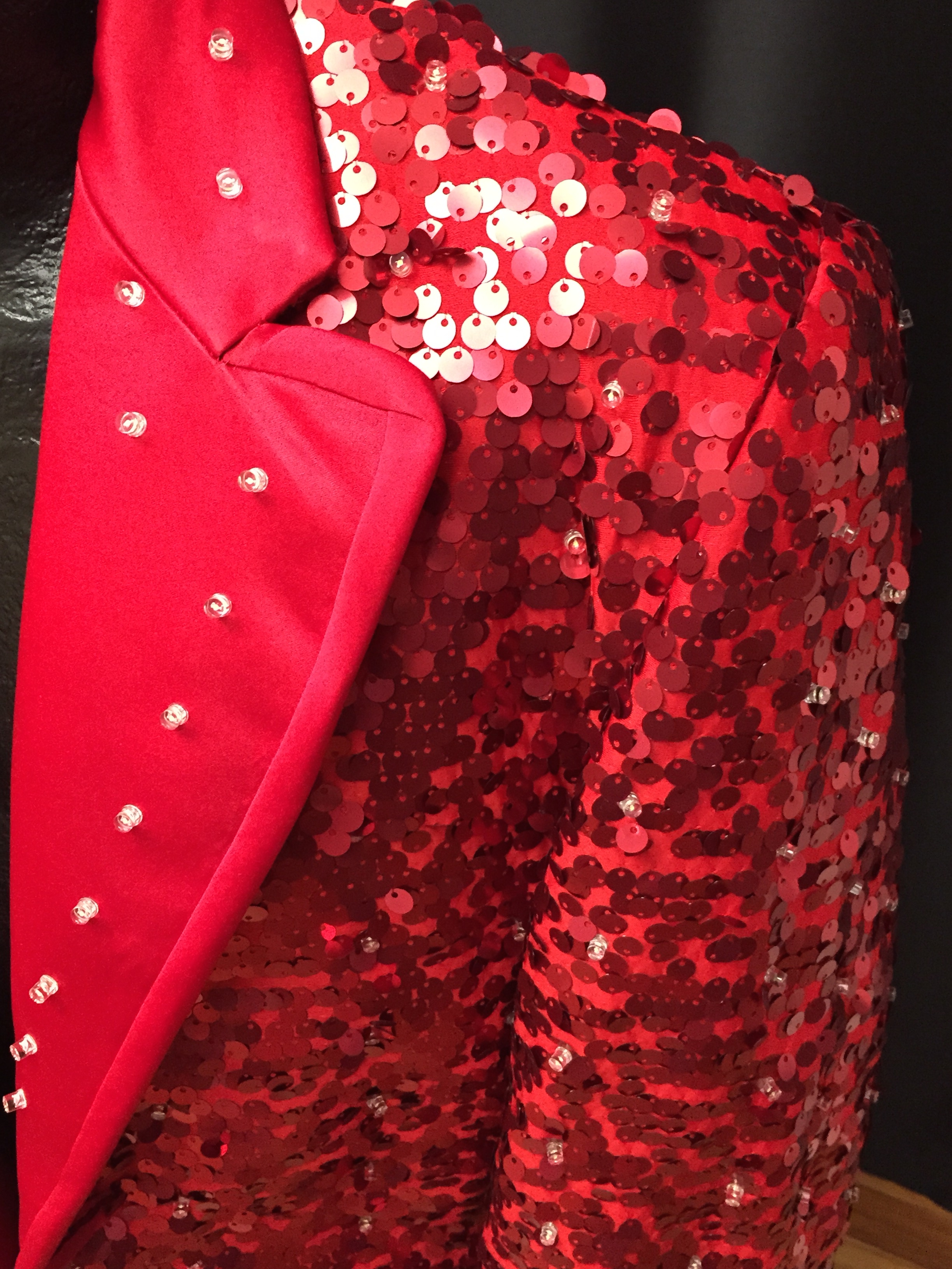Red Sequined Jacket with White LEDs - Enlighted Designs