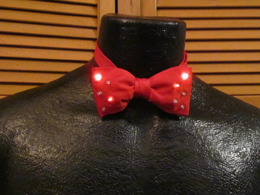 Red Bow Tie with 10 LEDs