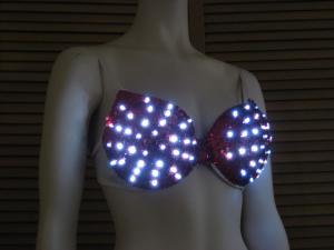 Red Sequined Electra Bra with White LEDs