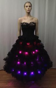 Black Ruffled Dress with RGB LEDs
