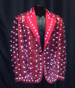 Red Sequined Jacket with White LEDs