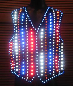 Vest with Red, White, and Blue LED Stripes
