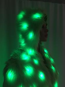Green Faux Fur Coat with LEDs